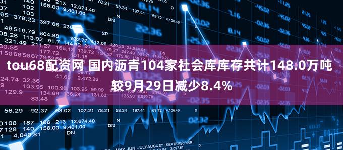 tou68配资网 国内沥青104家社会库库存共计148.0万吨 较9月29日减少8.4%