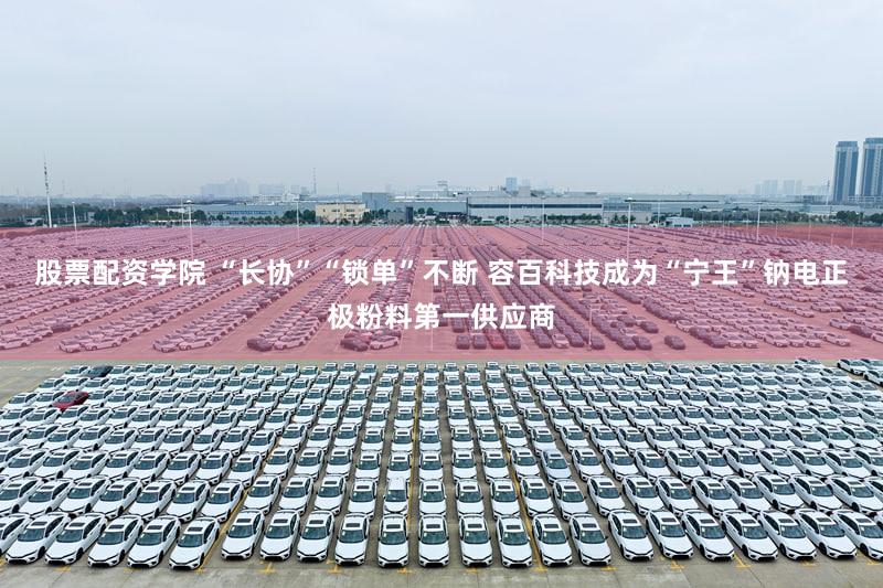 股票配资学院 “长协”“锁单”不断 容百科技成为“宁王”钠电正极粉料第一供应商