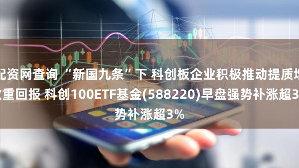配资网查询 “新国九条”下 科创板企业积极推动提质增效重回报 科创100ETF基金(588220)早盘强势补涨超3%